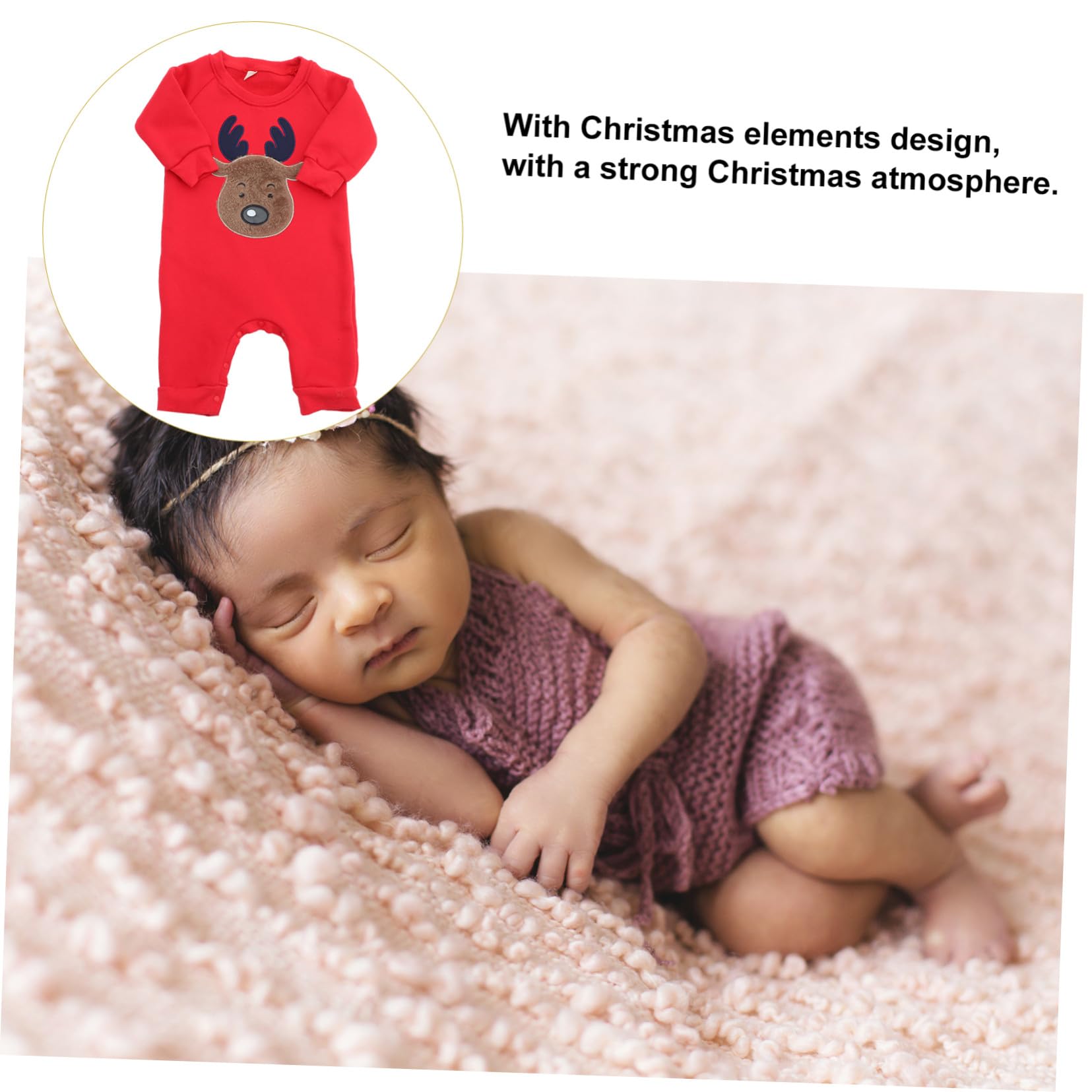 FRCOLOR Mono Niña Recién Nacido Invierno con Forro Polar Rojo de de Manga Larga para Niña Ropa Cálida y Cómoda para Cambio Fácil de Pañal para Fiestas Navideñas y Diario