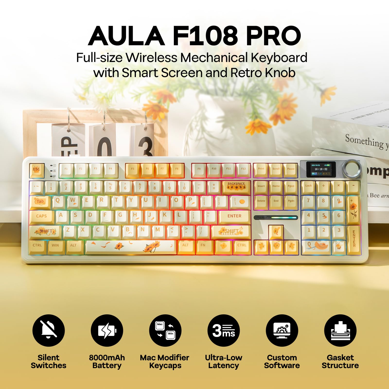 Amazon.com: EPOMAKER X Aula F108 PRO Wireless Gaming Keyboard with