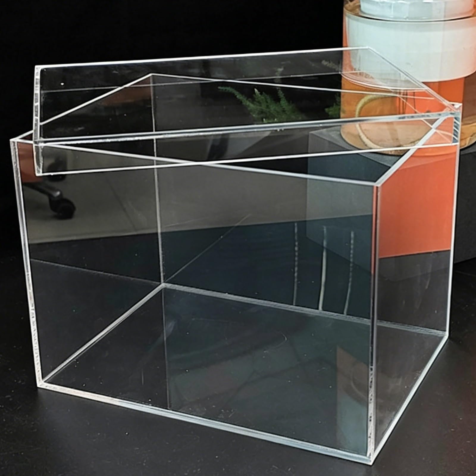 Transparent Acrylic Storage Box with Sleeve Cover for Collectibles/ Figurines, Seamless Acrylic Display Cubes with Risers, Dustproof Protection Display Cabinet(50x50x50cm/20x20x20inch)