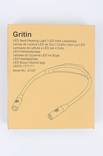 Miniatura 9 de Gritin Luz LED de lectura para cuello, luz de libro para leer en 3 colores, brillo regulable, brazos flexibles, más de 80 horas de funcionamiento,