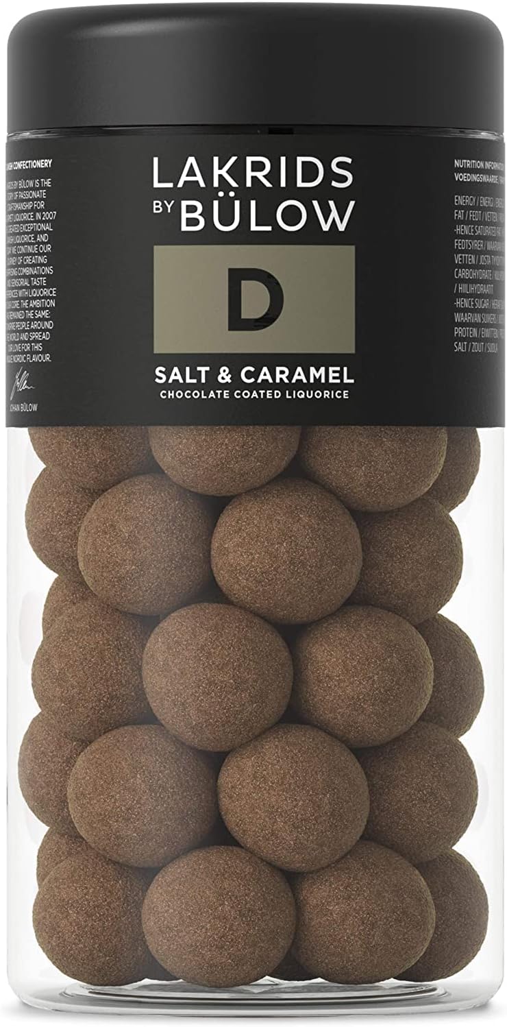 D - Salt & Caramel - 10.4 oz - Chocolate Coated Gourmet Licorice - Authentic Scandinavian Candy Produced in Denmark
