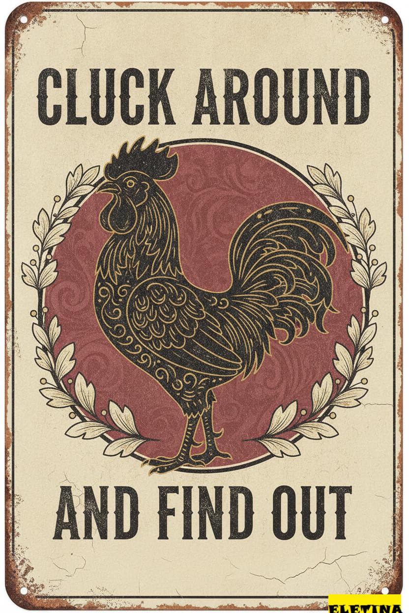 Personalized Sign for Man Cave Farm Farmhouse Chicken Cluck Around And Find Out Vintage Metal S Vintage Tin S Country Bar Restaurant Kitchen Decor Farm Decor 8x12 Inches Private Property Decorative