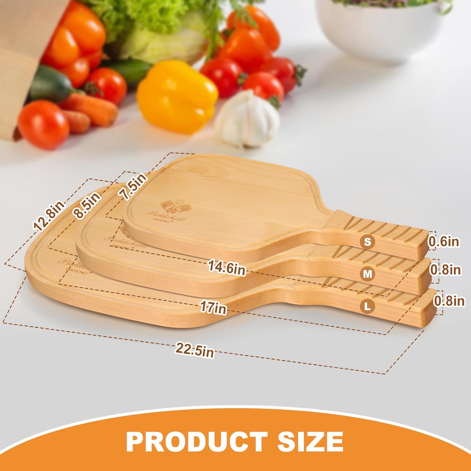 22.4"x12.6"Large Pickleball Charcuterie & Cutting Board with Handle-Wooden Paddle Shaped Snack Tray, Reversible Cheese Board Serveware for Kitchen,Unique Gifts for Women Men Pickleball Lovers