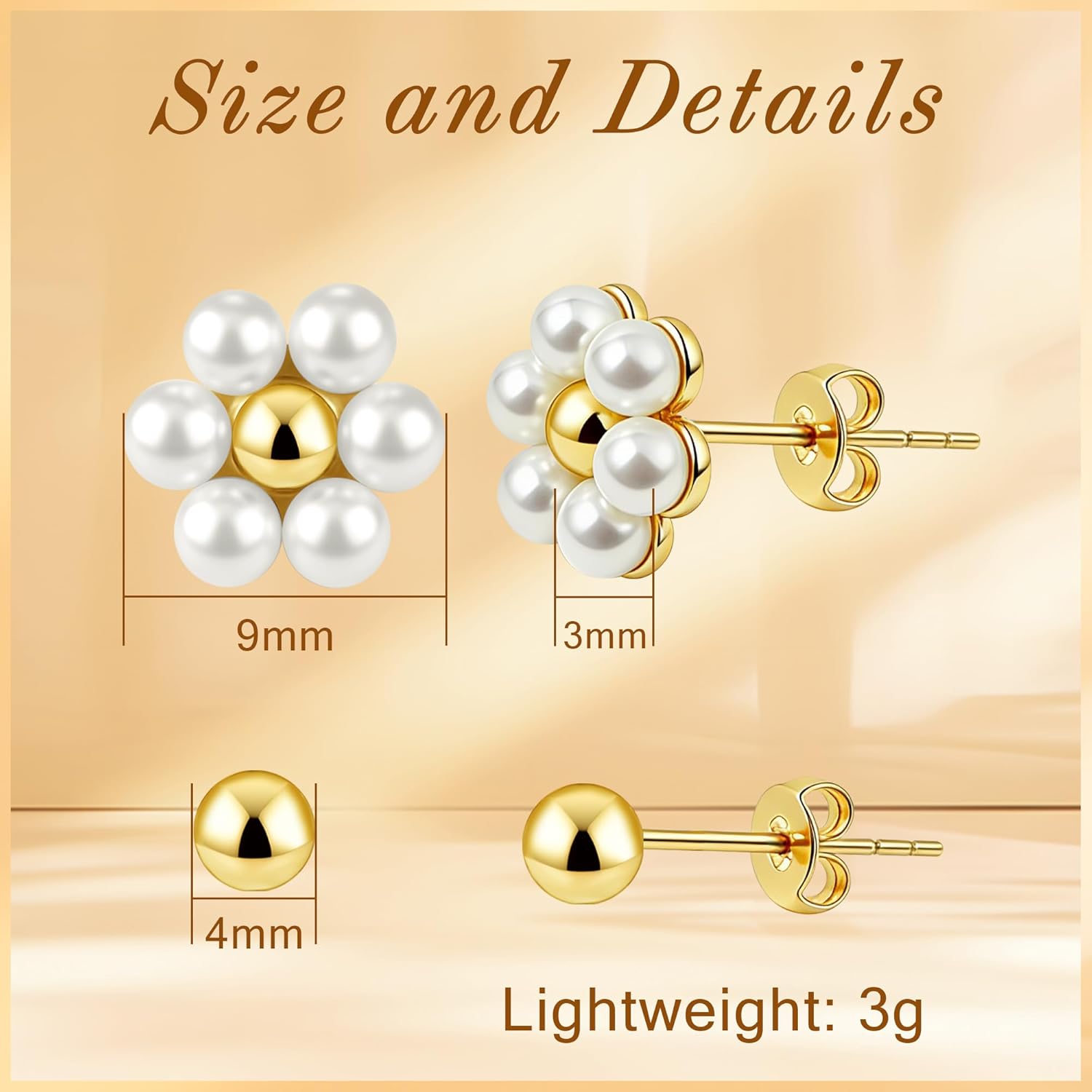 SmileBelle 2 Pairs Valentines Daisy Bow Gold Earrings Set for Women, Pearl Bow Earring for Women X Minimalist earrings Seashell Simple Dainty Earrings, Beach earring Gold Stud Earring for Women Trendy - Image 6