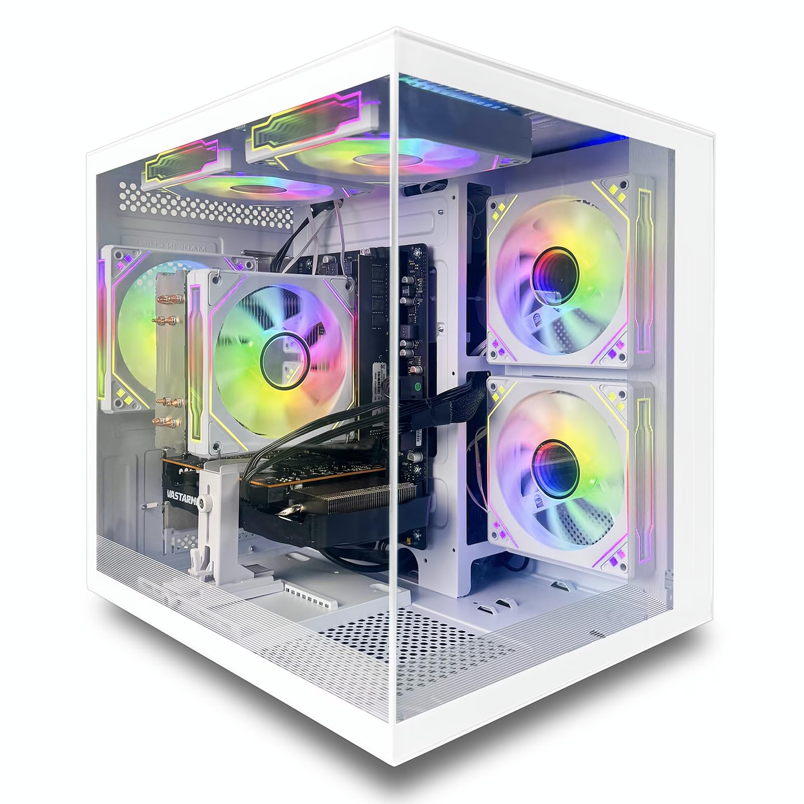 sueevery Prebuilt Gaming PC Ryzen 5 RX 6500 XT White