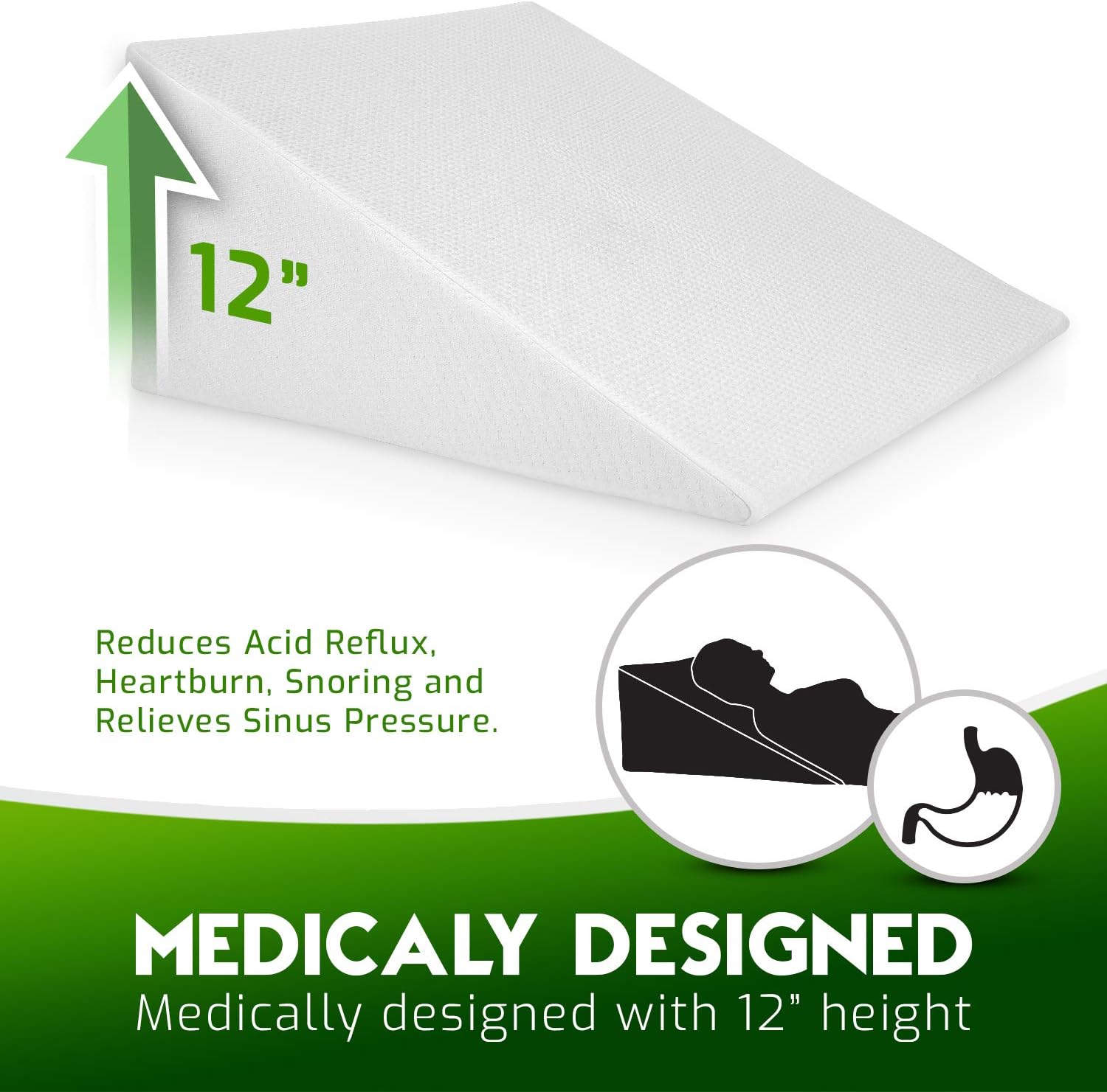 🔥 Hоt Dеаlѕ Abco Bed Wedge Pillow for Sleeping - Memory Foam Top - Reduce Neck & Back Pain, Snoring, Acid Reflux, Respiratory Problems - Ideal for Sleeping, Reading, Rest, Elevation - Washable Cover - 12in