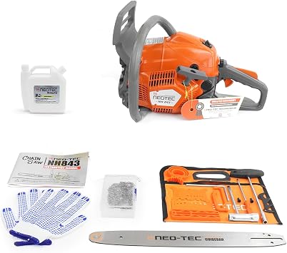 43cc Gas Chainsaw, NH843 Powerhead with 16 Inch Guide Bar and Chain, Power Chain Saw 2.95HP 2,2KW 16 Gasoline Chainsaw