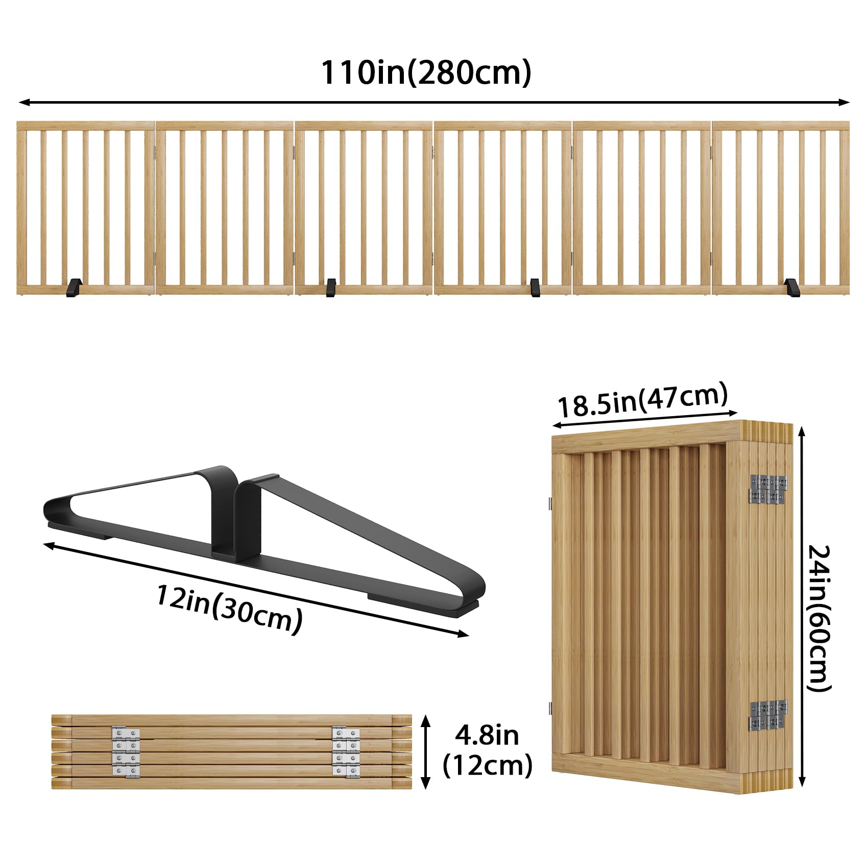 Hundegitter 60 cm hoch freistehend Treppengitter 6-teilig faltbar Haustiergitter