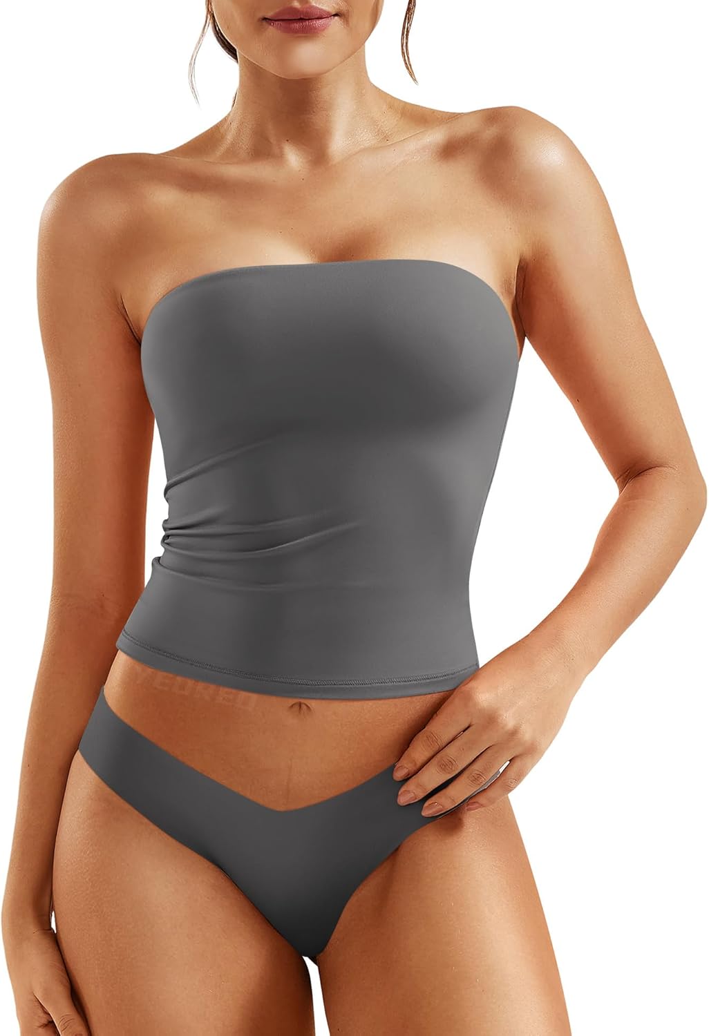 YEOREO Sophie Women Sexy Long Tube Tops Double Lined Basic Y2K Summer Cute Strapless Fitted Bandeau Going Out Crop Top