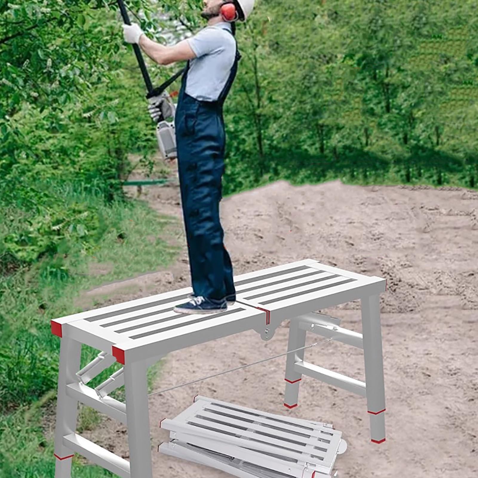 Plateforme de Travail Échafaudages pour Taille de Haies avec Pieds Réglables, Plateforme Industrielle Pliable pour Escalier, Échafaudages D'ingénierie pour Le Lavage de Véhicules(160x40cm(63"x15 3/4")