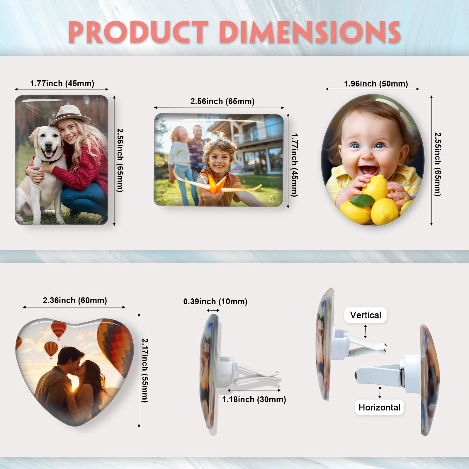 ustom Aromatherapy Vent Clip with Your Photo Text - Personalized Crystal Air Freshener - Custom Discreet Car Air Purifier - Scented Crystal Clips for Interior Decoration