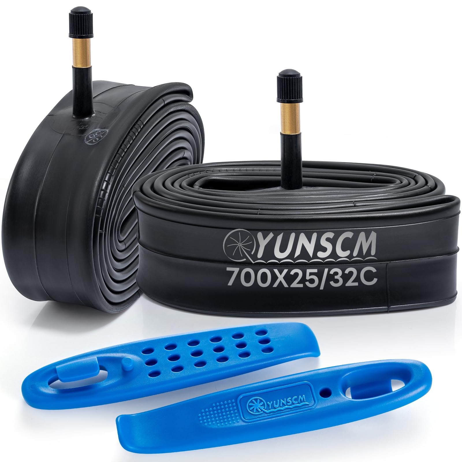 YunSCM 2-PCS 25/32-622 28 inch / 700C Bike inner tube 700x25C 700x28C 700x30C 700x32C AV48mm Schrader Valve Compatible with 700x25C/28C/30C/32C Road/MTB Bike Tyre Tubes