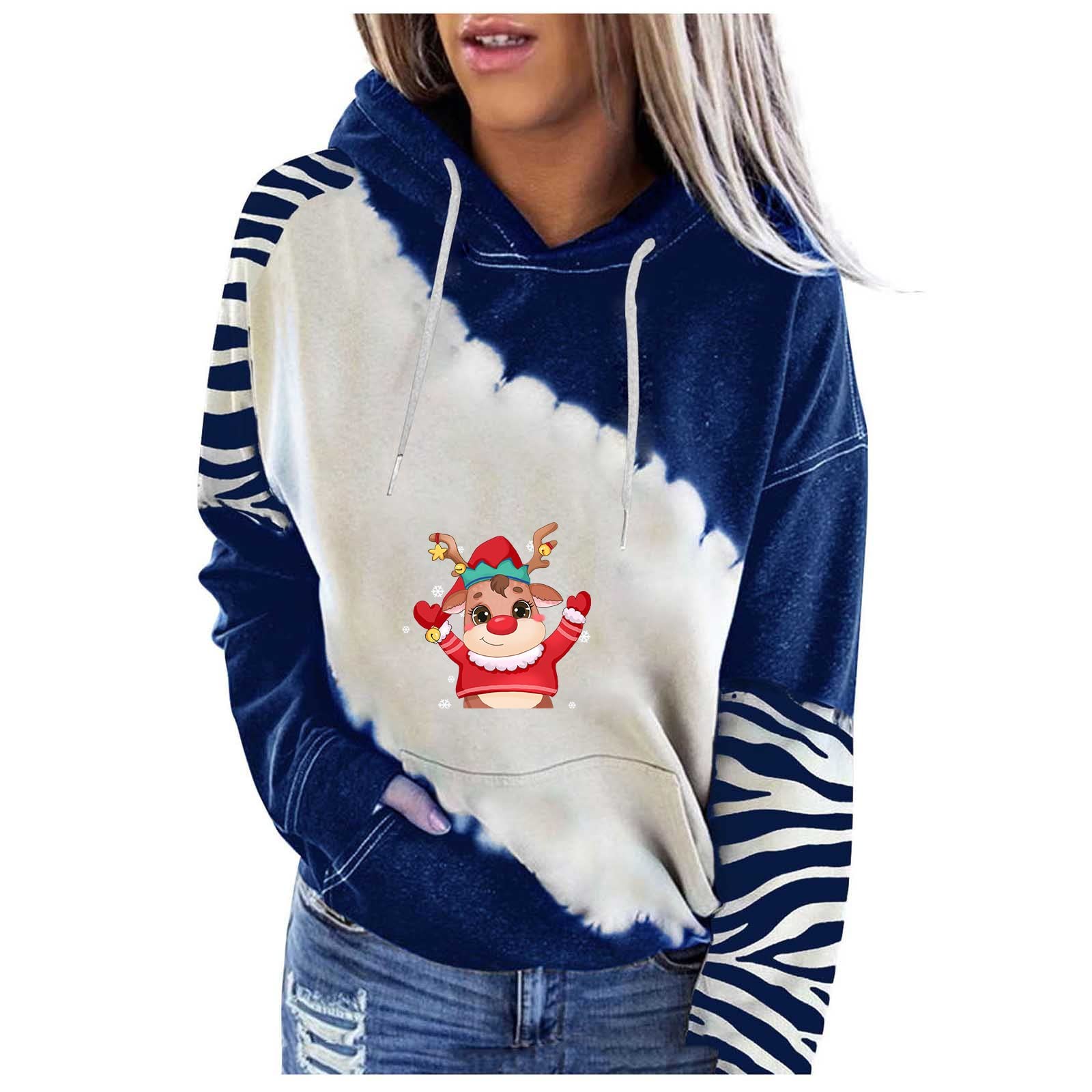 FlekmanArtWomen Merry Christmas Hooded Sweatshirts Classic Drawstring Hoodies Long Sleeve Loose Fit Clothes With Pocket