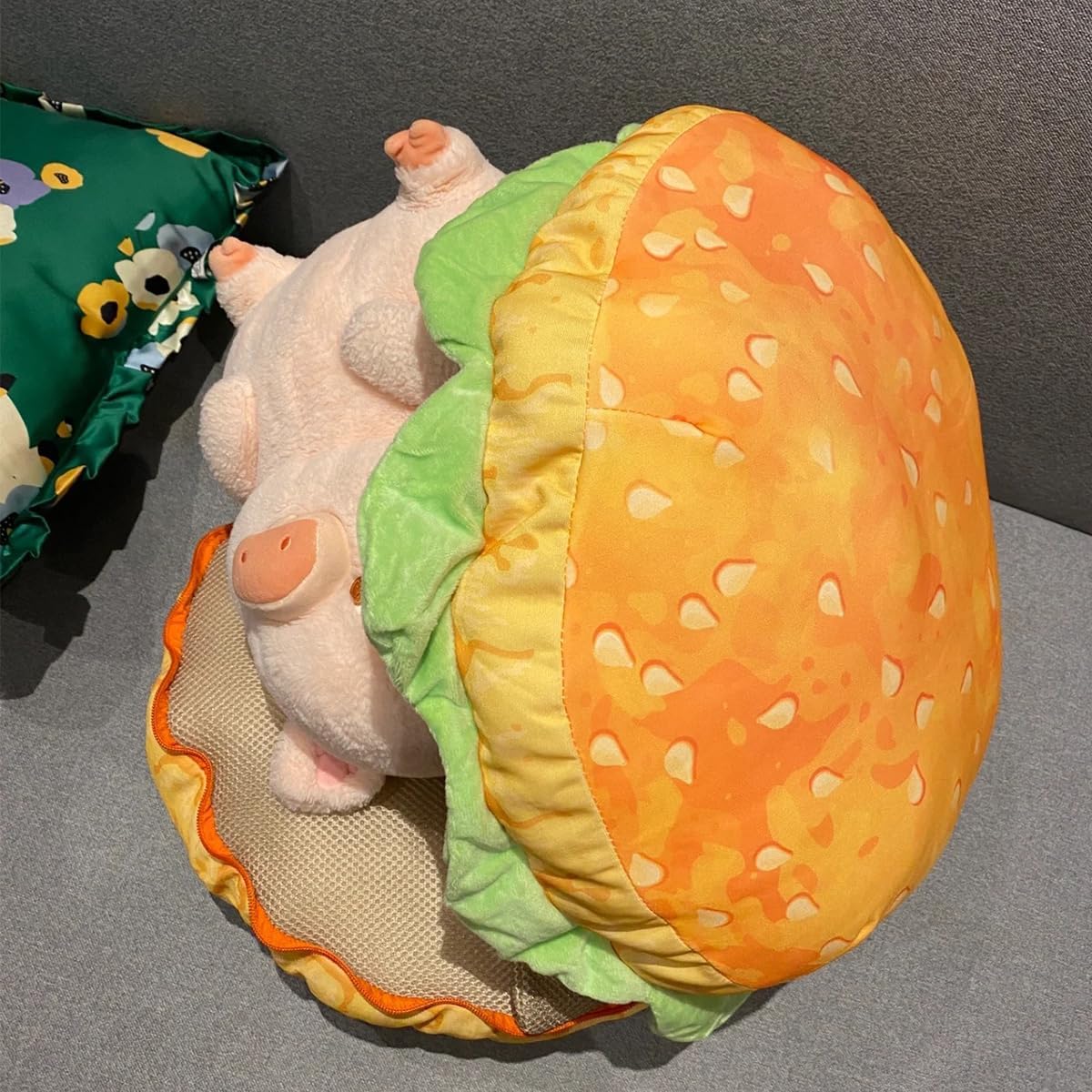 Hamburger Pillow, Cheeseburger Pillow Plush, Soft Burger Floor&Back Cushion Funny Food Pillow Gifts, Cheese Burger Throw Pillows for Sofa Couch(Hamburger)