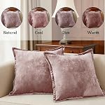 Luxurious Velvet Throw Pillow Covers 20x20 Set of 2 Decorative Pillow Covers Solid Square Cushion Case for Sofa Couch Bedroom Farmhouse, Pink