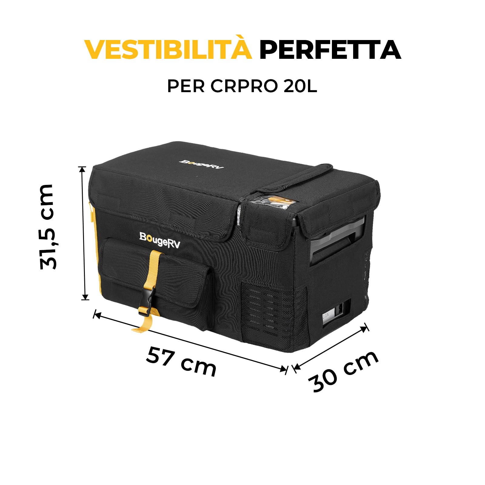 BougeRV CRPRO 20L frigorifero per auto (nero) con borsa per CRPRO20