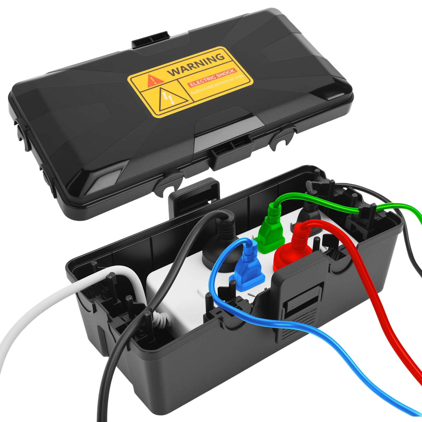 Outdoor Electrical Box Waterproof, IP54 Weatherproof Extension Cord Cover with 6 Cable Entries
