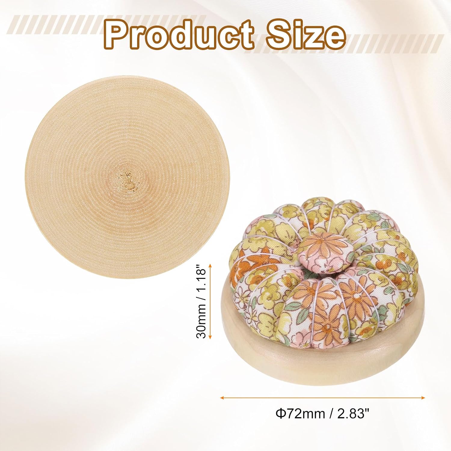 HARFINGTON Pin Cushions Sewing Cute Needle Japanese Style Cushion Needle Holder Pincushions Magnetic Top Wooden Base for Sewing Quilting Needlework DIY Crafts, Autumn Floral
