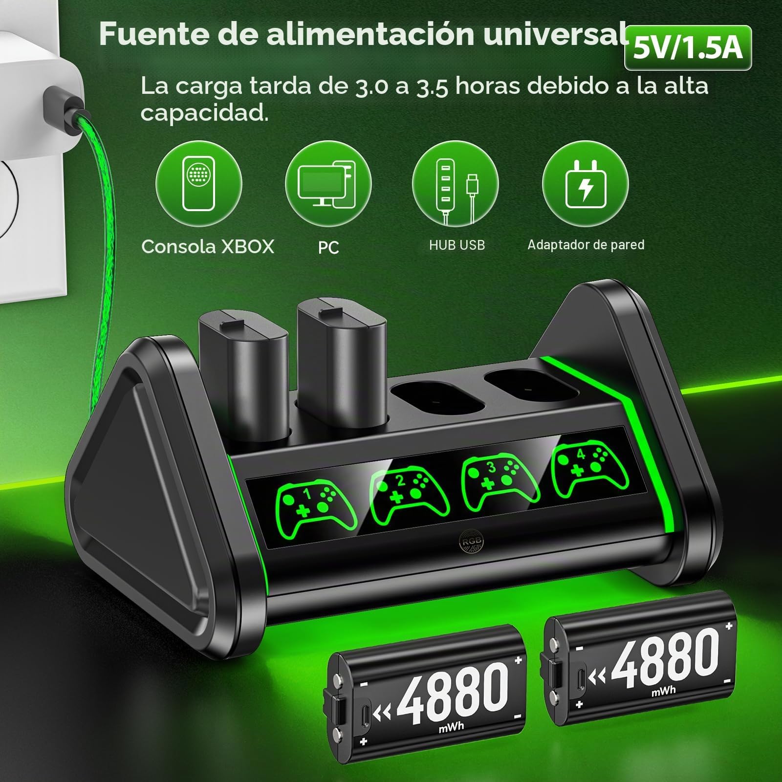 OIVO Baterías para Xbox One/Series X|S/Elite, 4x4880mWh Bateria Mando Xbox, Baterías Recargables para Mandos Xbox, Accesorios para Xbox One/Series X|S