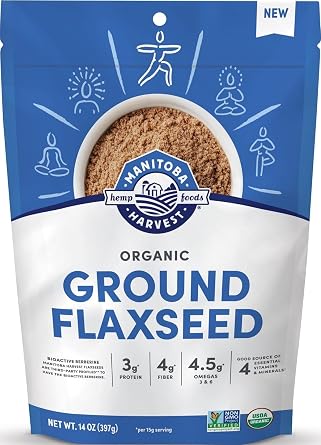 Manitoba Harvest Organic Ground Flaxseed, 3g Plant Based Protein and 4.5g Omegas 3 & 6 per 15g Serving - Perfect for Smoothies, Yogurt & Cereal - Non-GMO, Organic, Vegan, 14oz Pack of 1