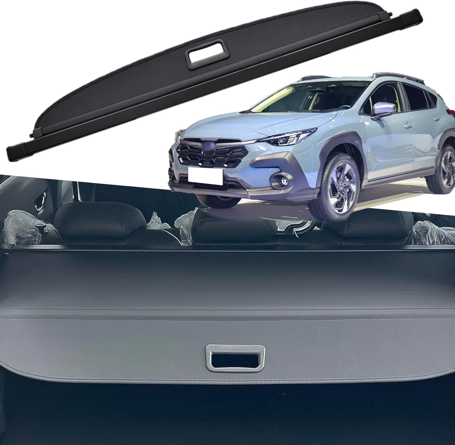 格納式カーゴカバー スバル クロストレック (2024) 全モデル用 ブラック 格納式トランクカバー インテリアアクセサリー 家族へ