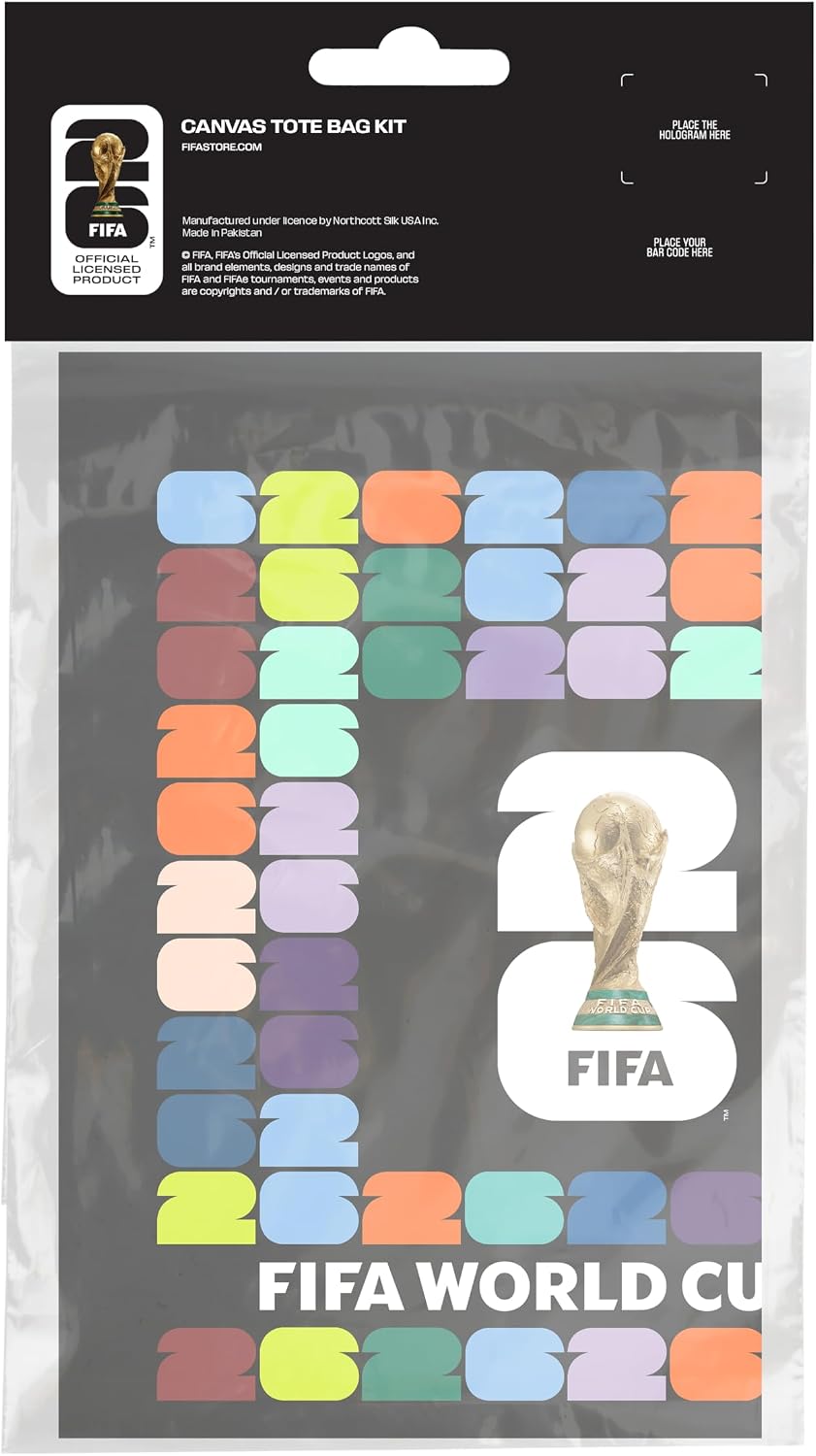 FIFA World Cup DIY Canvas Tote Bag Kit – Soccer Fan Fabric Craft Project – Includes 24" x 43" Printed Canvas Panel & Instructions Create a 16" x 15" Reusable Tote for Everyday Use or Gifts