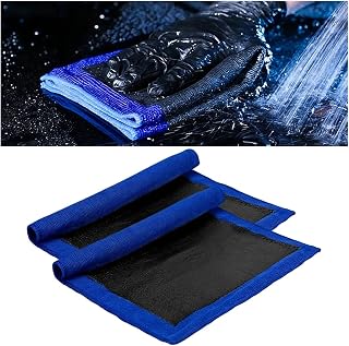 Clay Bar Towel for Auto Detailing, 12 x 12 Inch Fine Grade Microfiber Chamois Towel, No-Scratch Mud Strip Cleaner Tool, DIY Detail Clay Bar Alternative Cloth for Vehicle Detailing (2PCS)