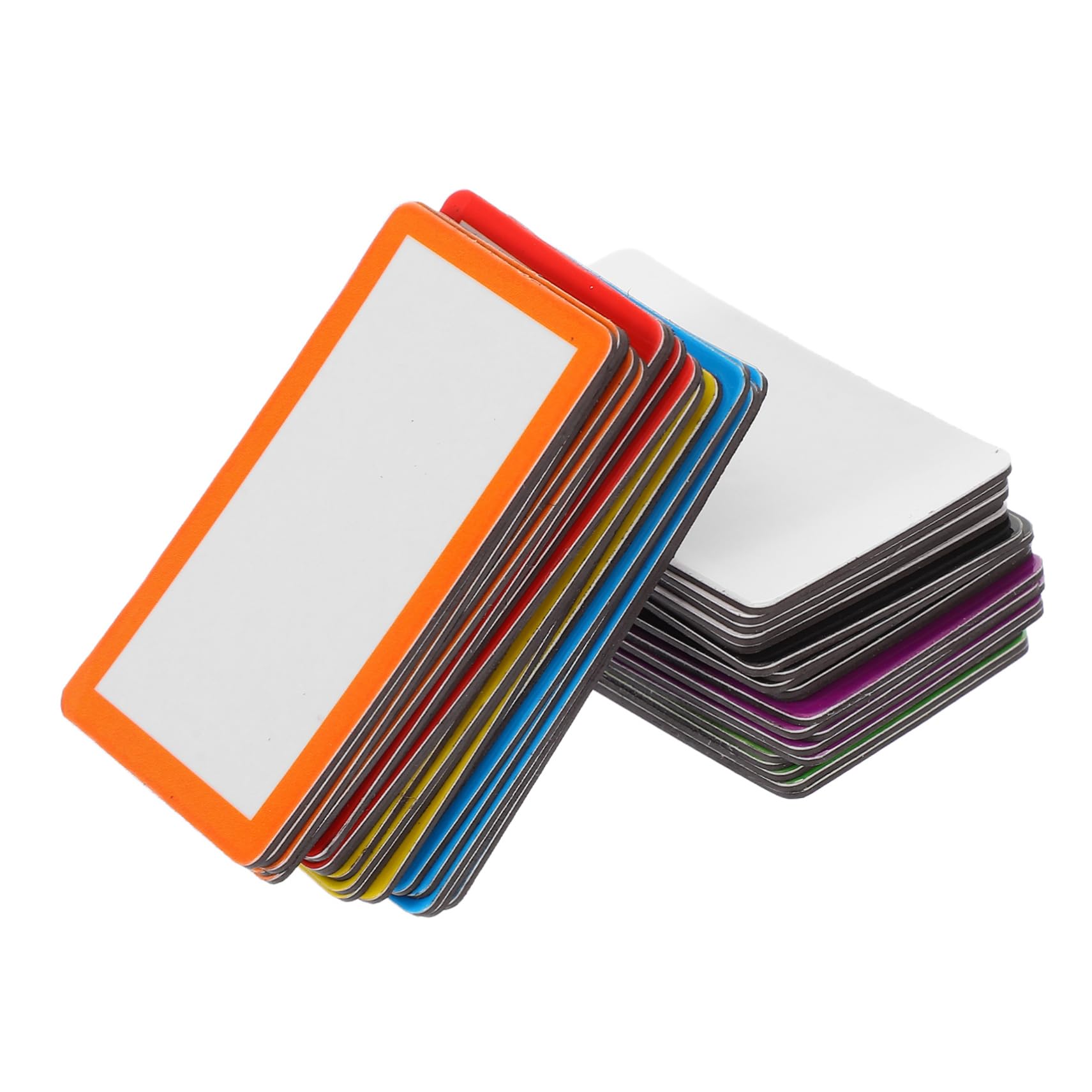 54 étiquettes Magnétiques Réutilisables - 30x80 Mm, Multicolores, Effaçables à Sec Pour Frigo, Tableau, Bureau