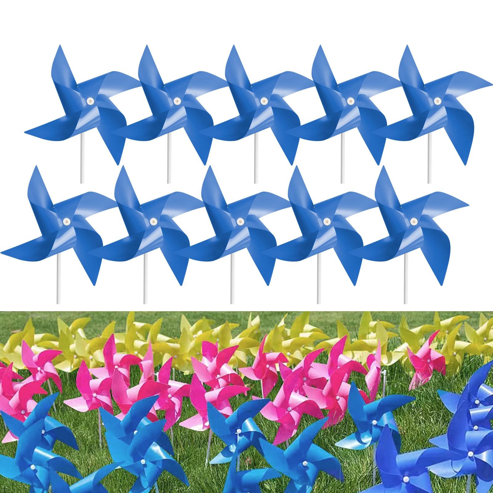 100 Pcs Pinwheels, Dark Blue Color Toy Wind Spinners and Party Favors Gifts for Kids, Outdoor Decorational Pinwheels for Yard and Garden(Dark Blue)