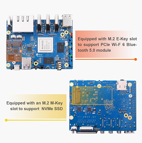 Orange Pi 5 Plus 16GB LPDDR4/4x Rockchip RK3588 8-Core 64-Bit Single Board Computer with 256GB eMMC Module, Development Board Run Orange Pi/Linux/Ubuntu/Debian/Android (16GB+256GB eMMC+Power Supply)