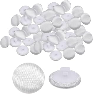 HARFINGTON 50pcs Satin Buttons 0.5" (12.5mm) Smooth Satin Covered Round Tuxedo Buttons with Shank Cloth Buttons for Bridal Wedding Dress Blouse Suits DIY, White