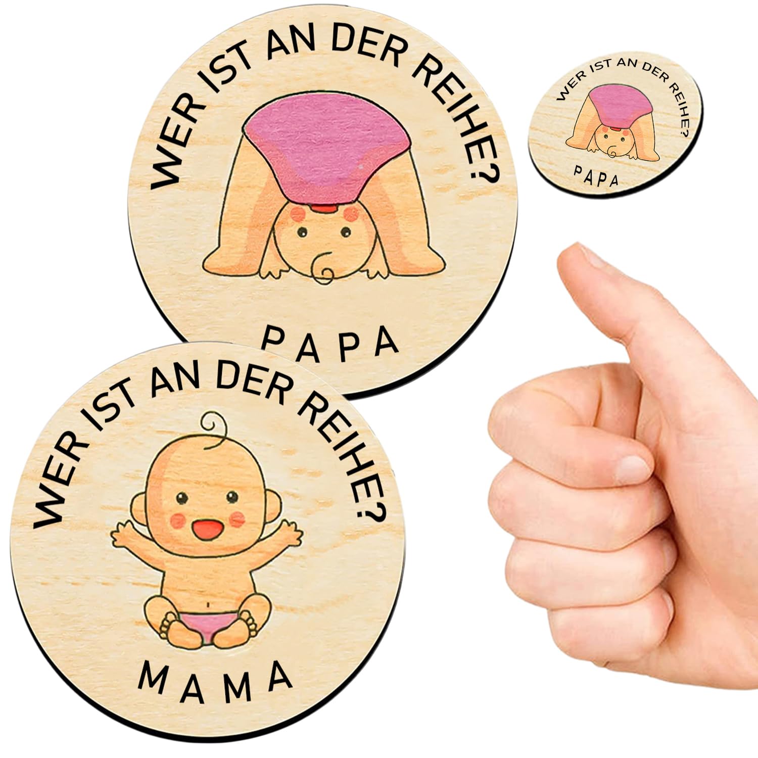 PulangRen Geschenke zur Geburt, Schwangerschaft Geschenk Hölzerne Entscheidungsmünze, Geschenkidee für Werdende Mütter, Taufgeschenke