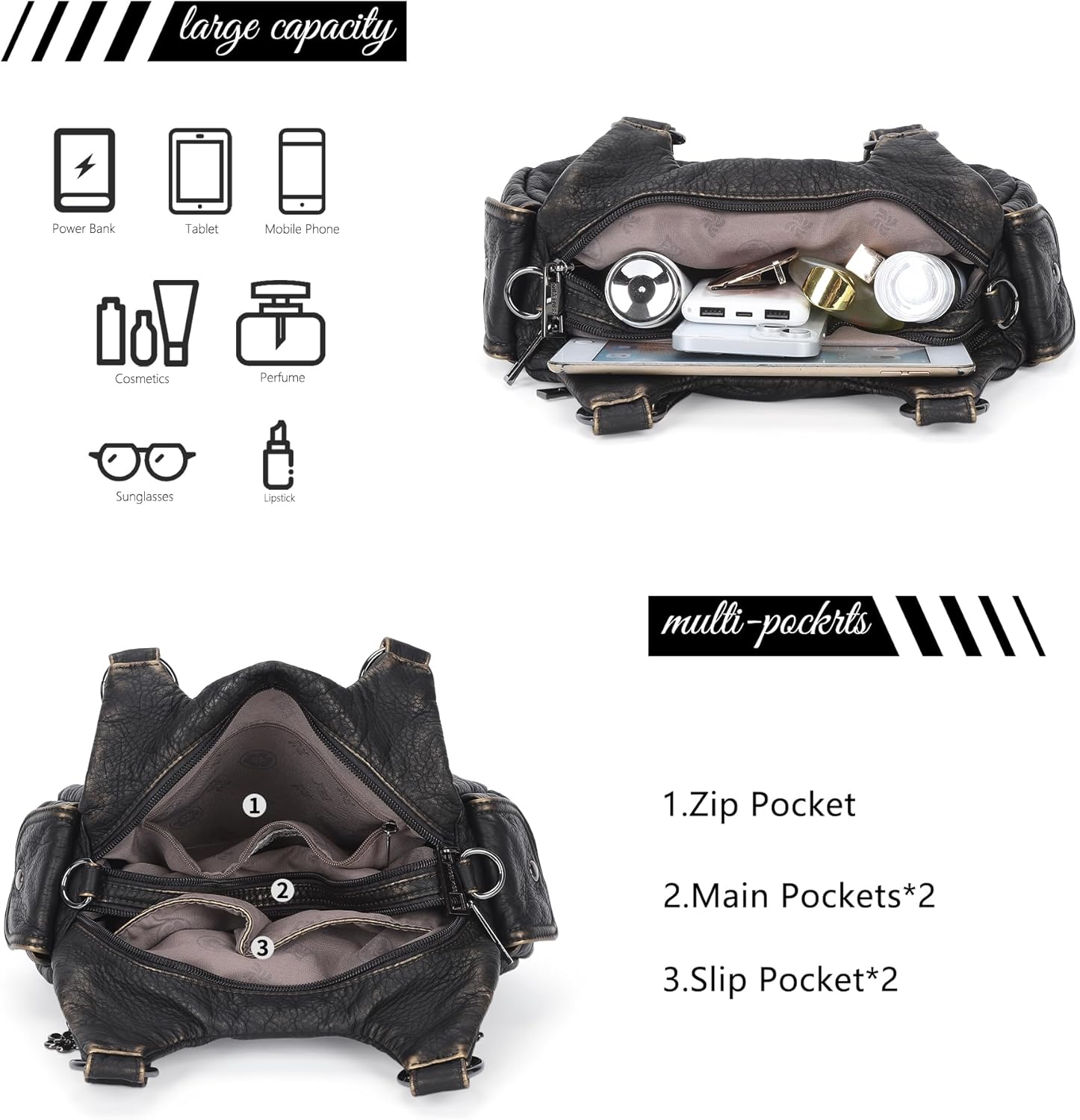 Angel Kiss Small Purses for Women Hobo Shoulder Bags Y2K Vegan Leather Multi-Pocket Handbags Designer Crossbody Tote Bag - Image 5