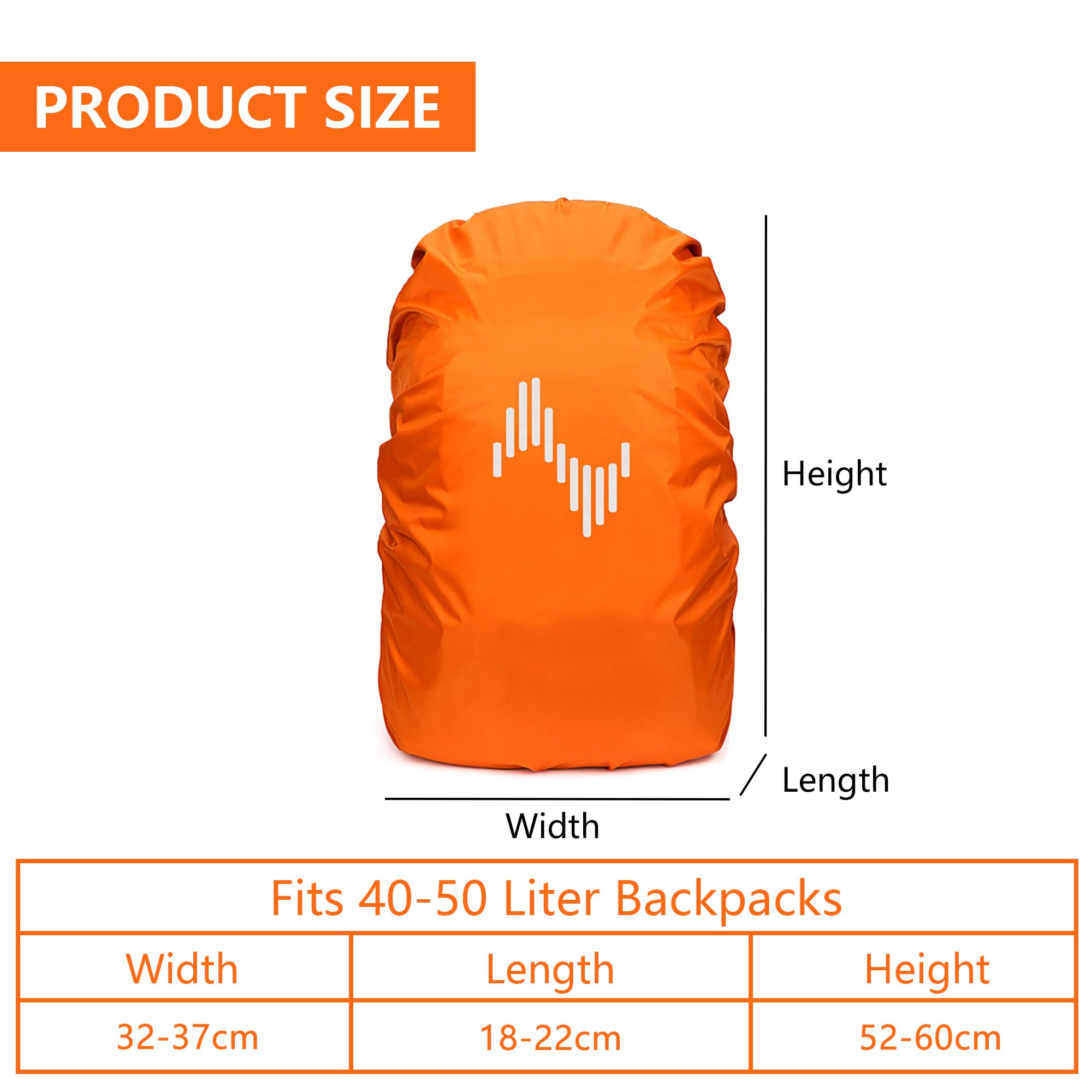 Musiin Backpack Waterproof Rain Cover, 45L Reflective Backpack Cover with Storage Pouch - Image 2