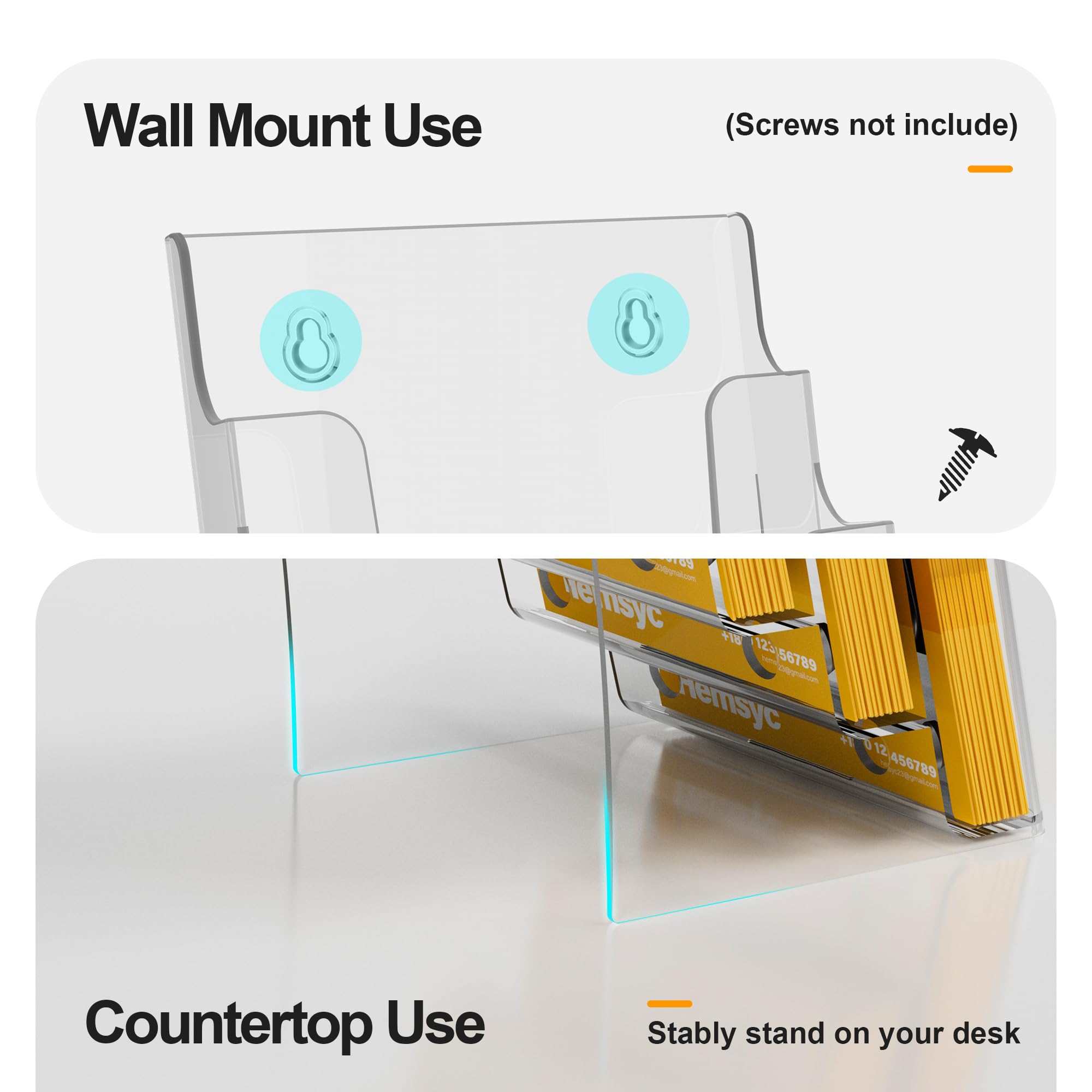 Hemsyc Brochure Holder 4 Tier 6 x 9 Brochure Display Stand Acrylic Brochure Holders Clear Flyer Holder Pamphlet Display Stand Literature Holder for Office, Home, Restaurant, Exhibition, 2 Packs