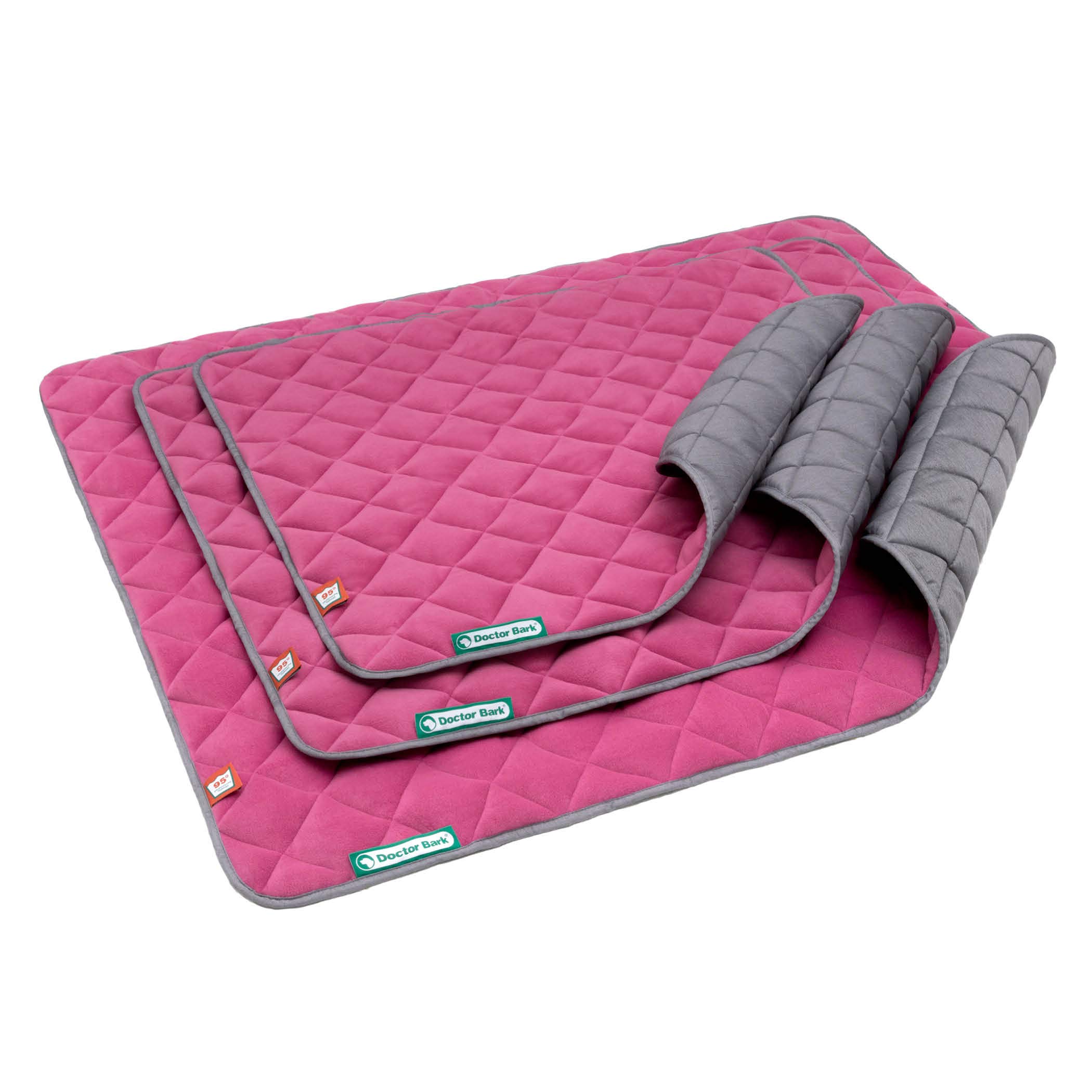 Doctor Bark Manta para perros de forro polar, reversible, mullida, resistente, para perros muy grandes, lavable hasta 95 °C (rosa/gris claro, XXL – 140 x 110 cm)