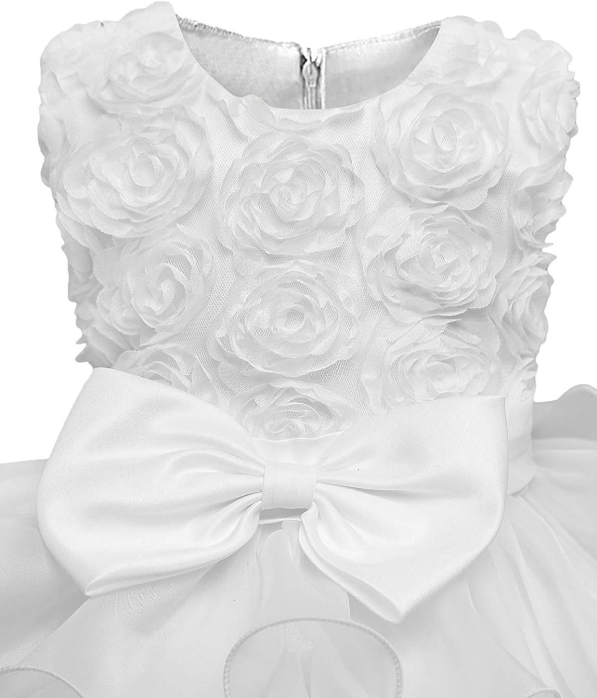 NNJXD Girl Dress Kids Ruffles Lace Party Wedding Dresses 3-4T Flower White