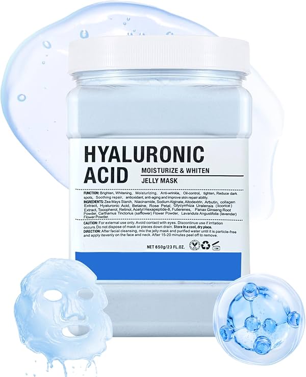 Mascarilla de Gel para Facial Profesional, Mascarilla Facial de Gel Peel-Off Hidratante y Humectante para Hidratación Profunda y Brillo, Uso Profesional en Spa para Todo Tipo de Piel 23 Fl Oz (Ácido Hialurónico) Todo Tipo de Piel 23 Onzas (Paquete de 1)