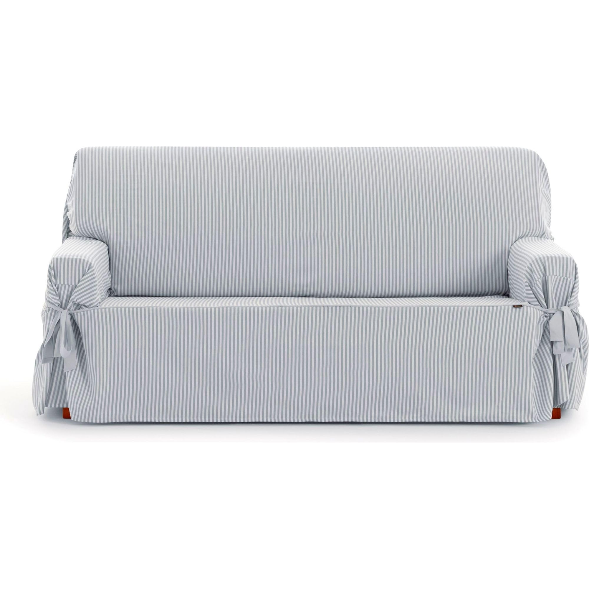 ECOMMERC3 | Funda Sofá Universal con Gomas Elásticas Tamaño 2 Plazas – Funda Ajustable para Sofá Color Crudo/Gris, Protección de Respaldo, Asiento y Brazos Renovación Fácil y Versátil