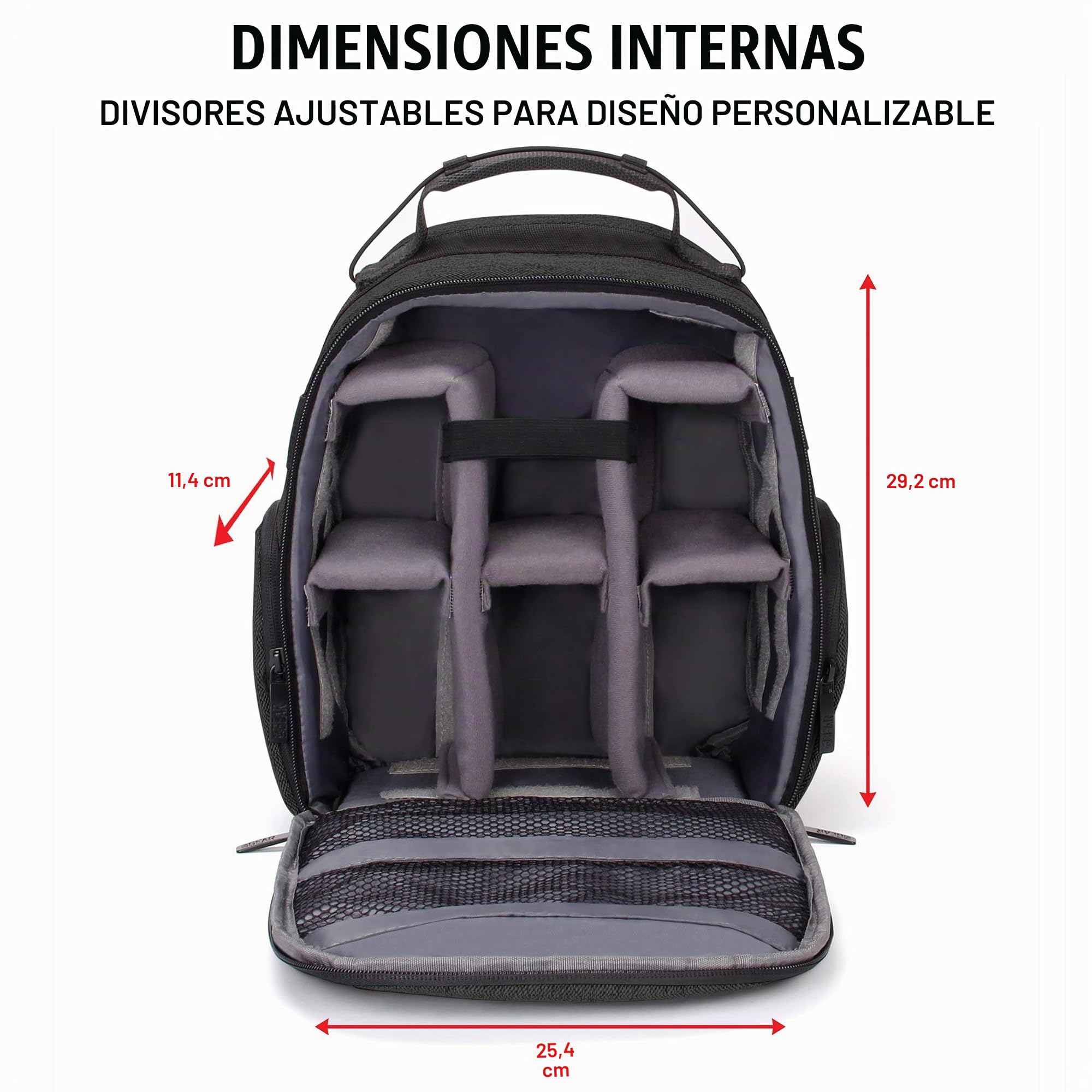 USA Gear Mochila para Cámara DSLR con Divisores Personalizables, Fondo Resistente y Respaldo Cómodo - Compatible con Canon, Nikon, Sony y más
