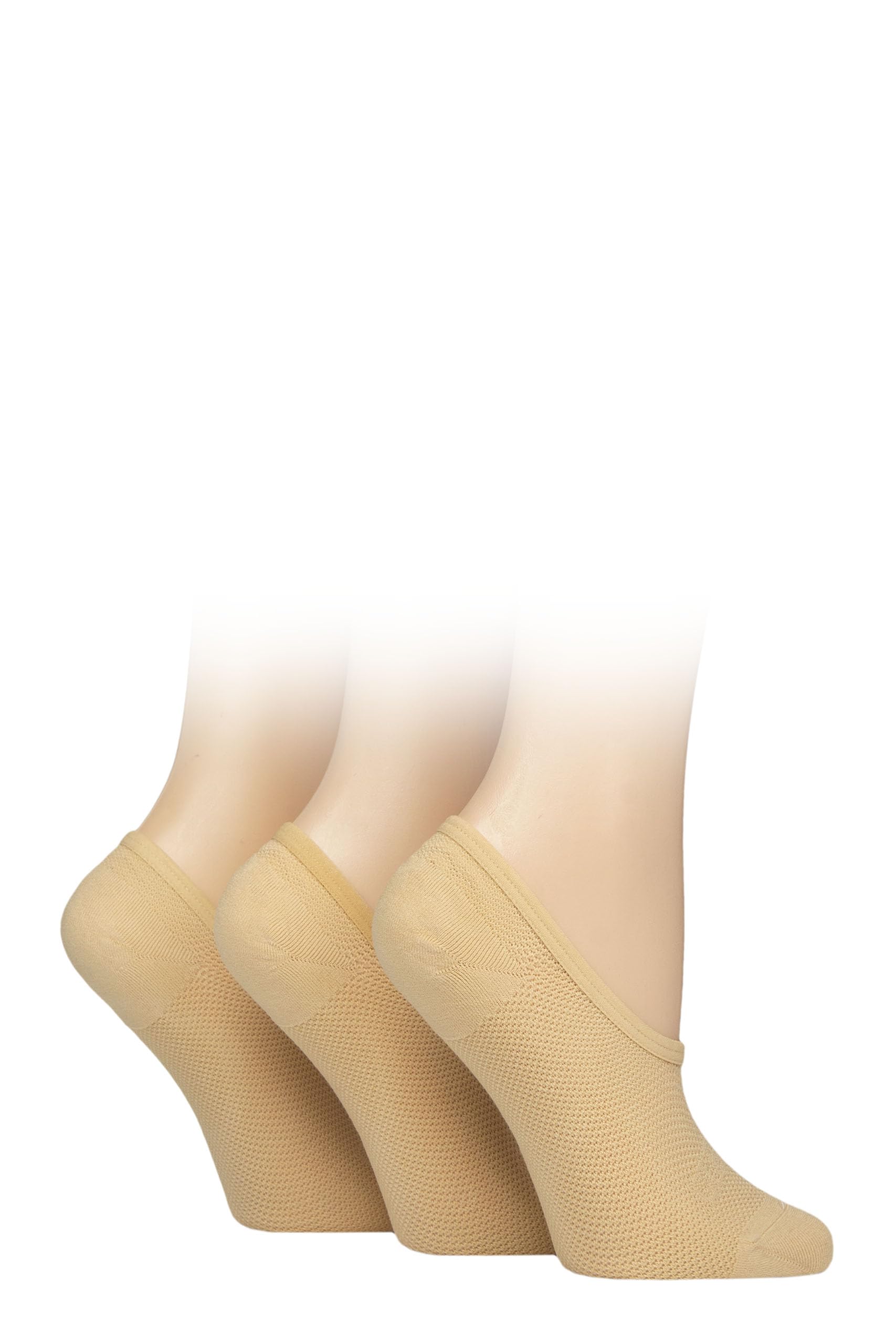 Glenmuir Women's Beige ’S Mesh Shoe Liner Socks – 3 Pair Lightweight Breathable No Show Trainer Socks, Soft Everyday Invisible Footwear Comfort – Uk 4-8