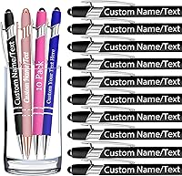 Vista 7 de Bolígrafos personalizados con nombre, paquete de 10 bolígrafos personalizados de oro rosa, bolígrafo de tinta negra grabada a granel con puntas