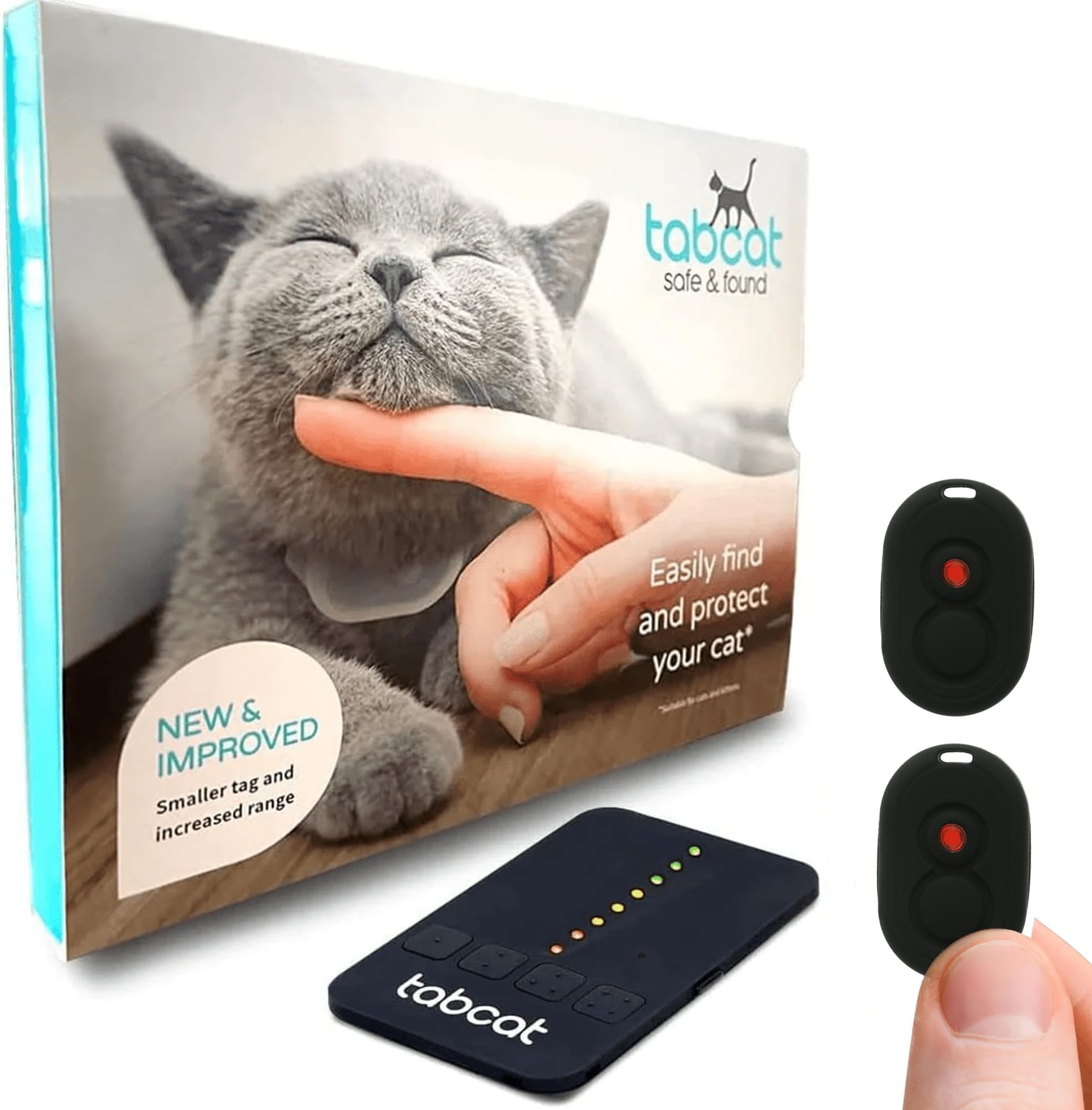 Tabcat V2 Cat & Kitten Tracker - More Accurate than GPS - No Monthly Fee or Subscription - Includes 2 Homing Tags - Up To 150m Range - Small & Lightweight Tags Perfect to Find Indoor & Outdoor Cats