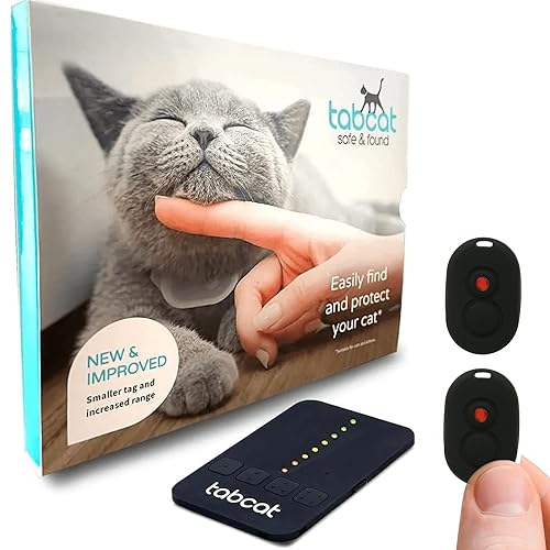 Tabcat V2 Cat & Kitten Tracker - No Monthly Subscription Fee | 2 Lightweight Homing Tags, Cases & Tracking Handset | More Accurate Than GPS | Track 2 Cats Indoors & Outdoors to 1" & 500 ft Range