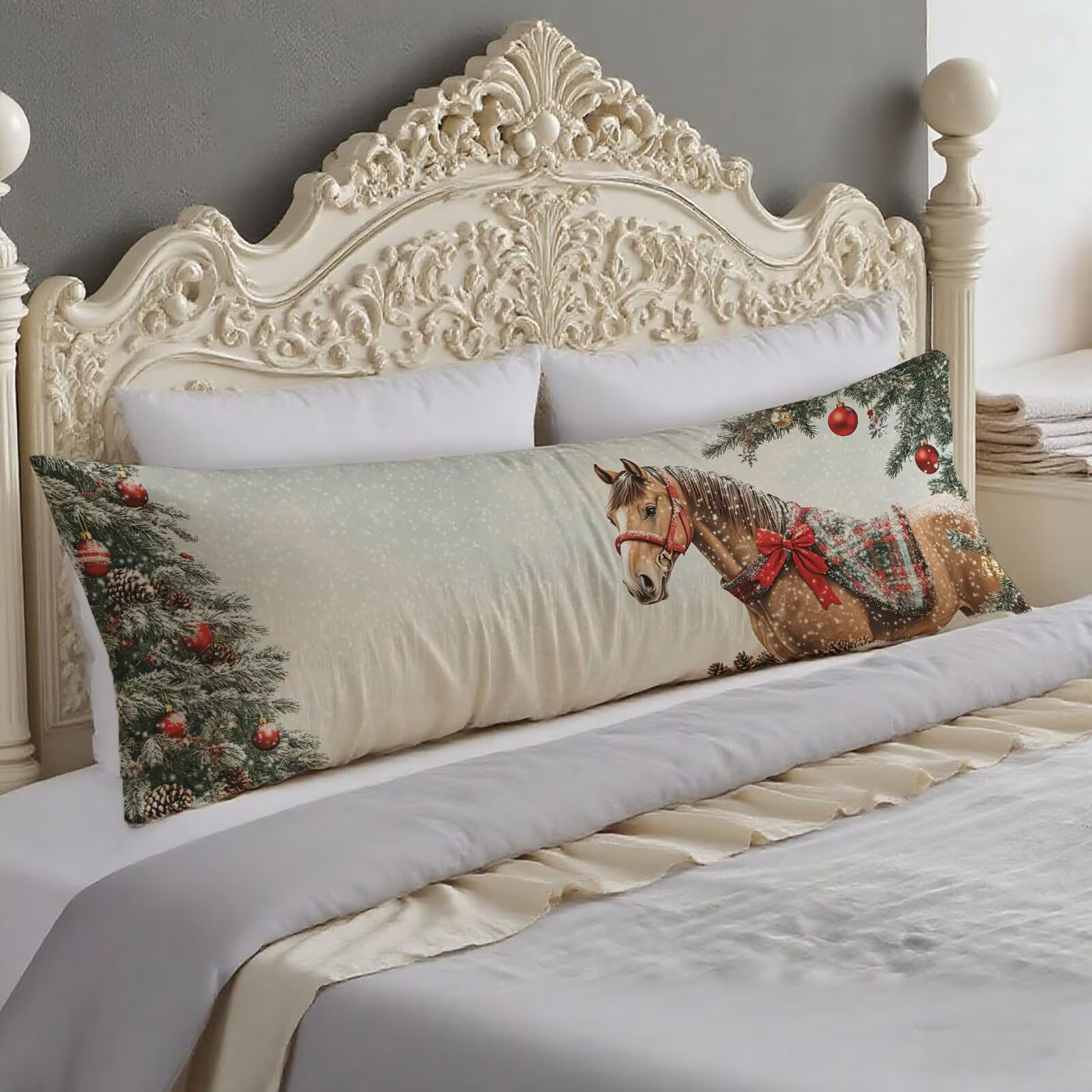 Taie traversin 120 cm Noël housse oreiller 40x120 velours sommeil
