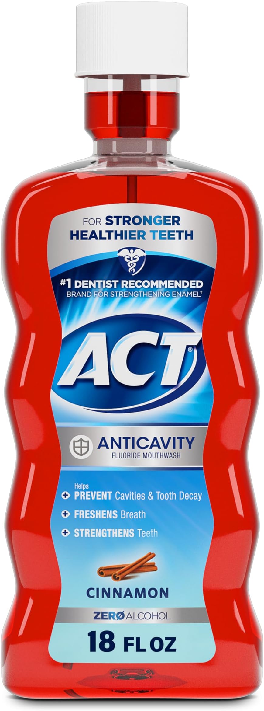 Anticavity Zero Alcohol Fluoride Mouthwash 18 fl. oz., With Accurate Dosing Cup, Cinnamon (Pack of 1)