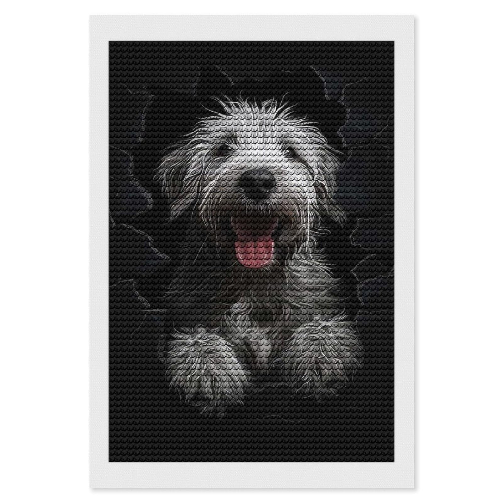 Junmoney Pyrenean Shepherd Diamond Art Kit 8"x12", Gift Idea, for Family Craft Time, Mindful Craft Activity, Boho Decor, Relaxing DIY Hobby