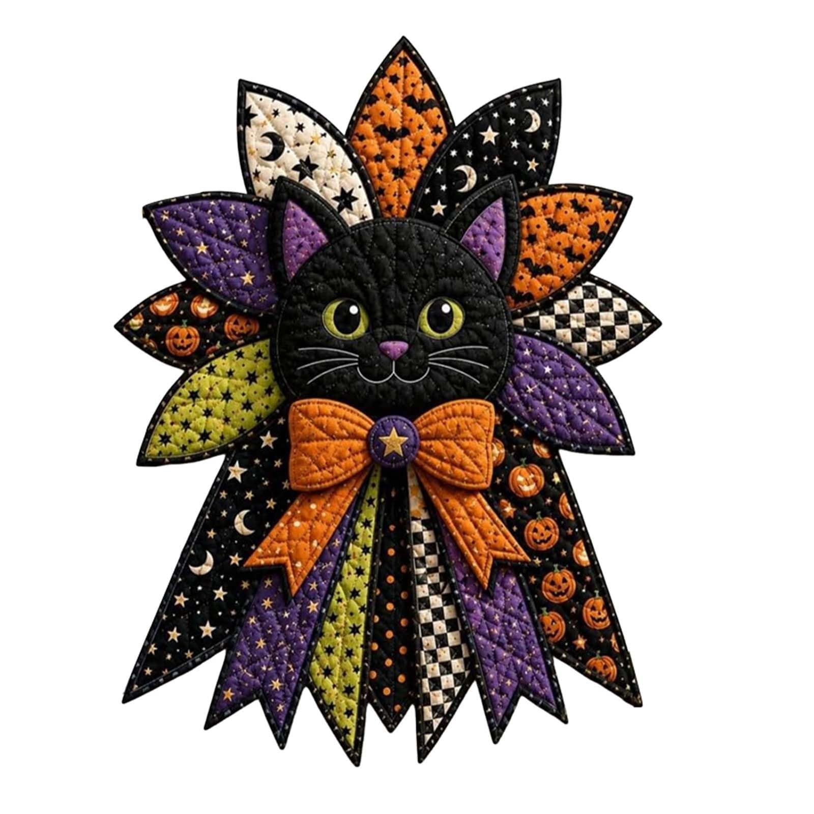 DIY Quilted Halloween Pumpkin Door Hanger Kit Handmade Patchwork，A