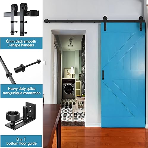 Miniatura 5 de Homlux - Kit de herrajes para puerta corrediza de granero de alta resistencia, suaves y silenciosos, simples y fáciles de instalar, se ajustan a