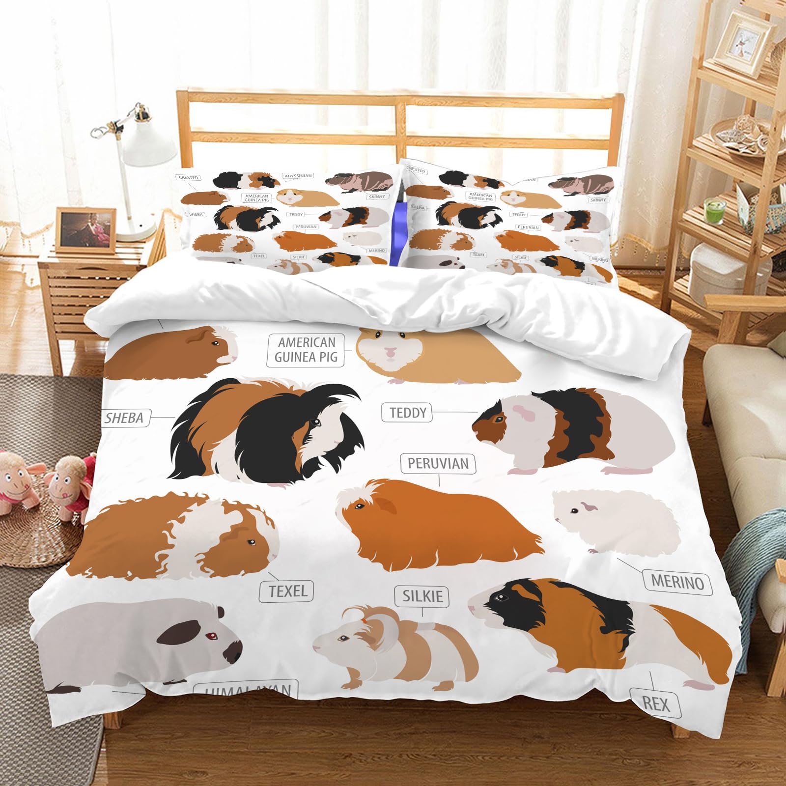Housse de couette cochon d'Inde 200x228cm pour transformer la décoration de chambre ado